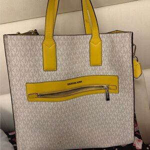 Michael Kors Yellow and Cream Tote Bag